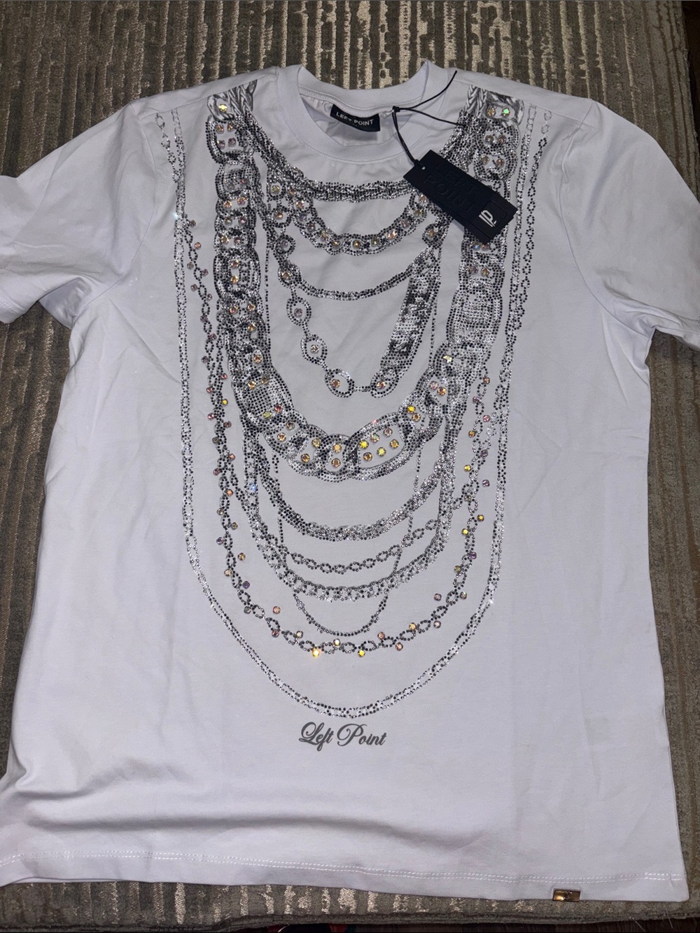 Men’s White Graphic Jewel-Print T-Shirt